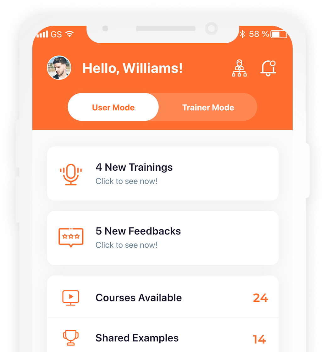 SalesFox mobile home: new trainings, feedback, and courses for daily practice